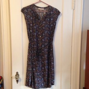 Loft blue floral shirt dress with belt and pockets